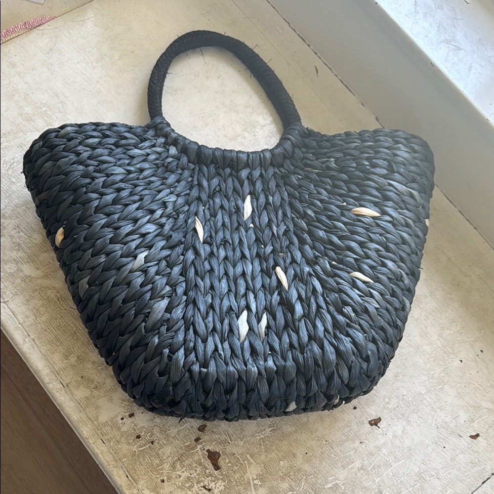 Raffia Black Tote Bag